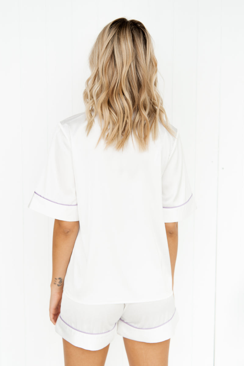 Aubrey Pyjama Set - White/Lilac